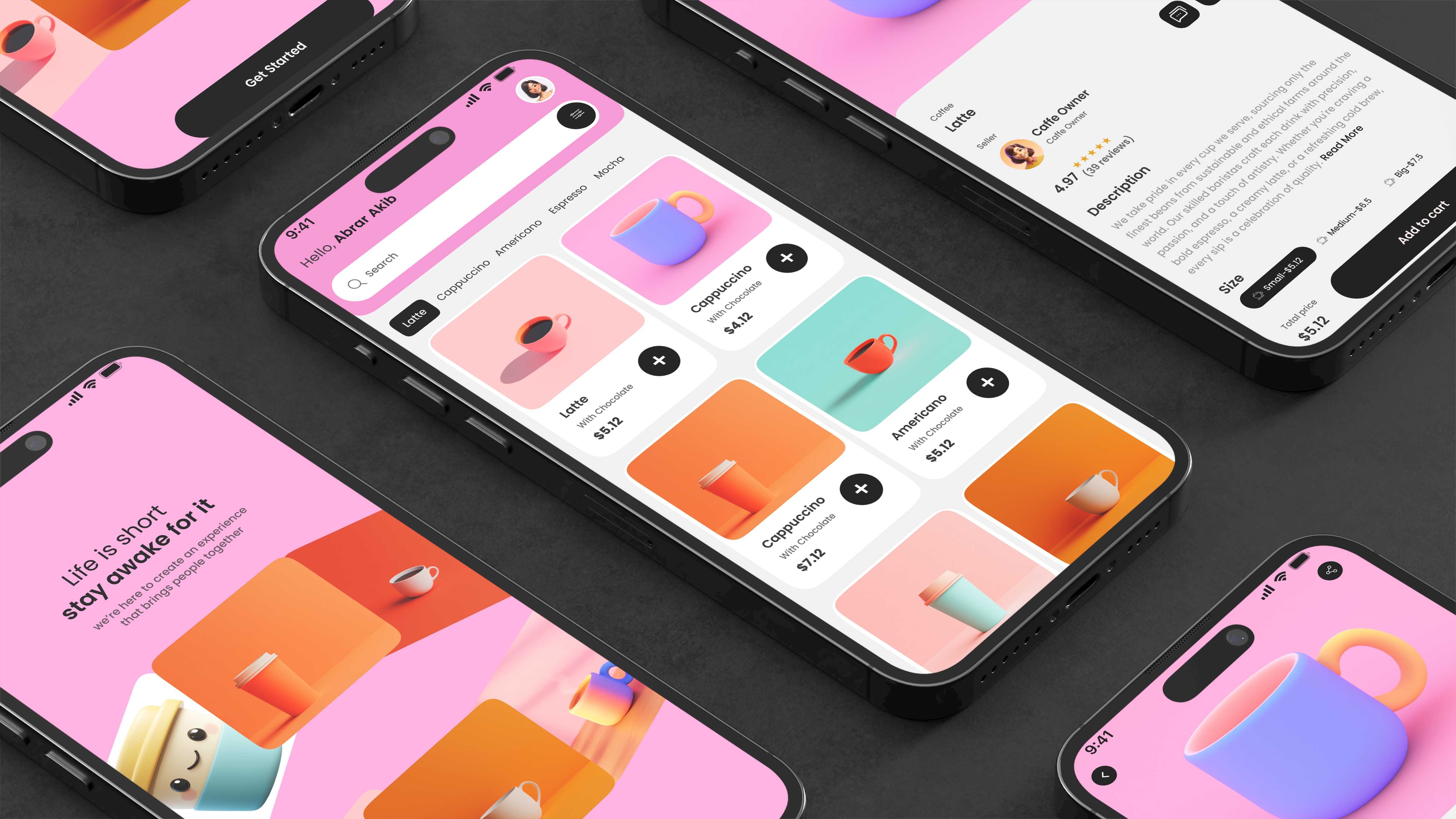 Coffeeshp Mobile App Design app ui coffee app coffee app design coffee mobile app coffeeshop app ui modern coffee app modern ui