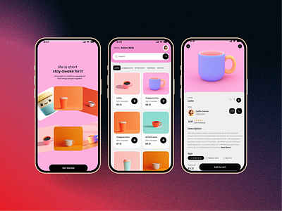 Coffeeshp Mobile App Design app ui coffee app coffee app design coffee mobile app coffeeshop app ui modern coffee app modern ui