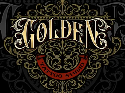 golden tattoo graphic design logo vintage logo