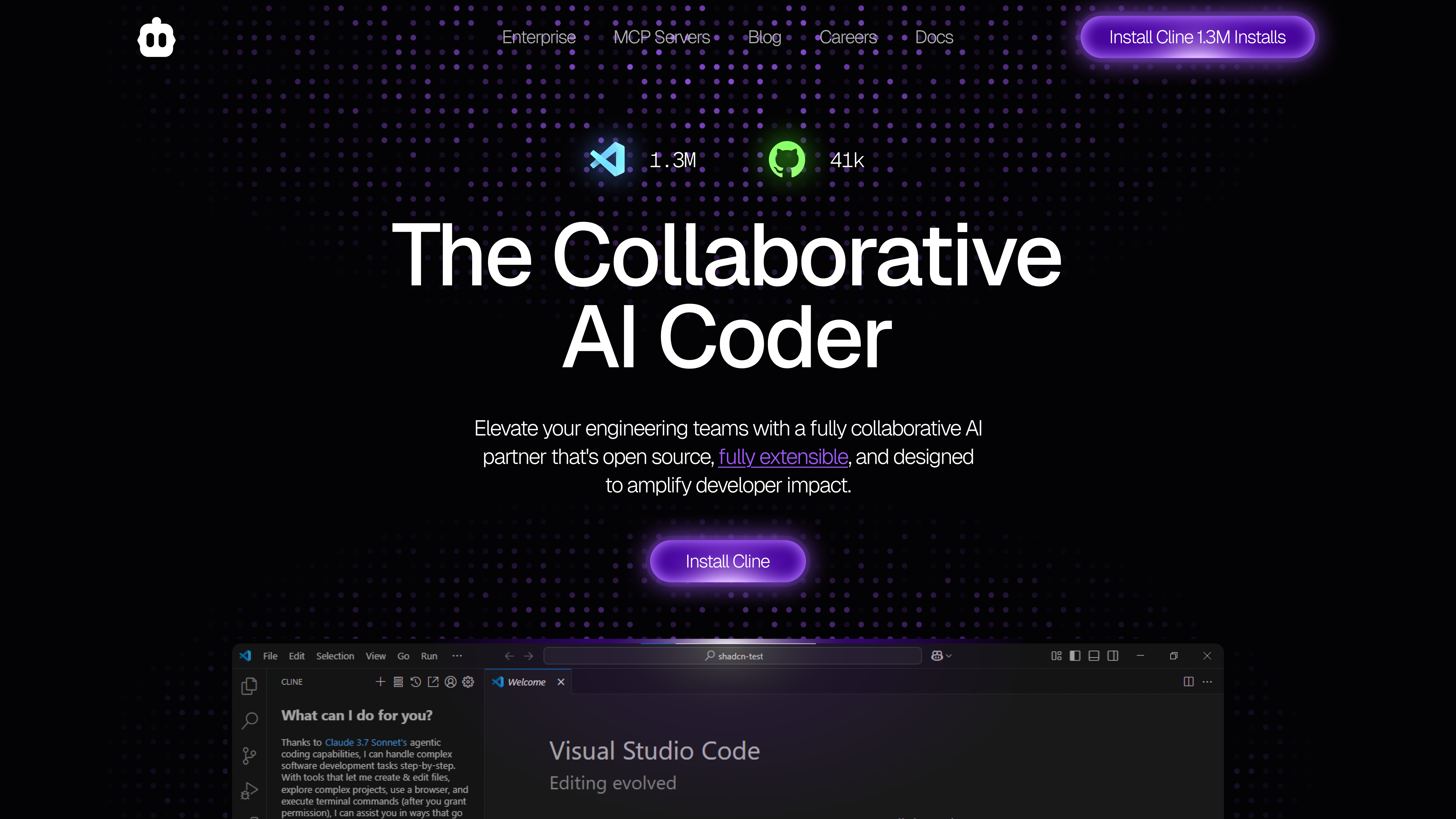 cline.bot homepage redesign