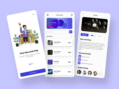 Learning Mobile app screen app class course e book education learning mobile mobile app online platform product design school screen ui ux