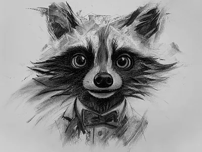 Drawing of a Raccoon animal art arte charcoal desenho dibujo drawing