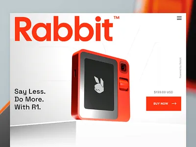 Smart Device Website Design | Rabbit R1 Concept Redesign ai design futuristic design gadget ui interface design landing page minimal ui modern design product design smart device tech landing page tech product ui challenge ui design ux design web design