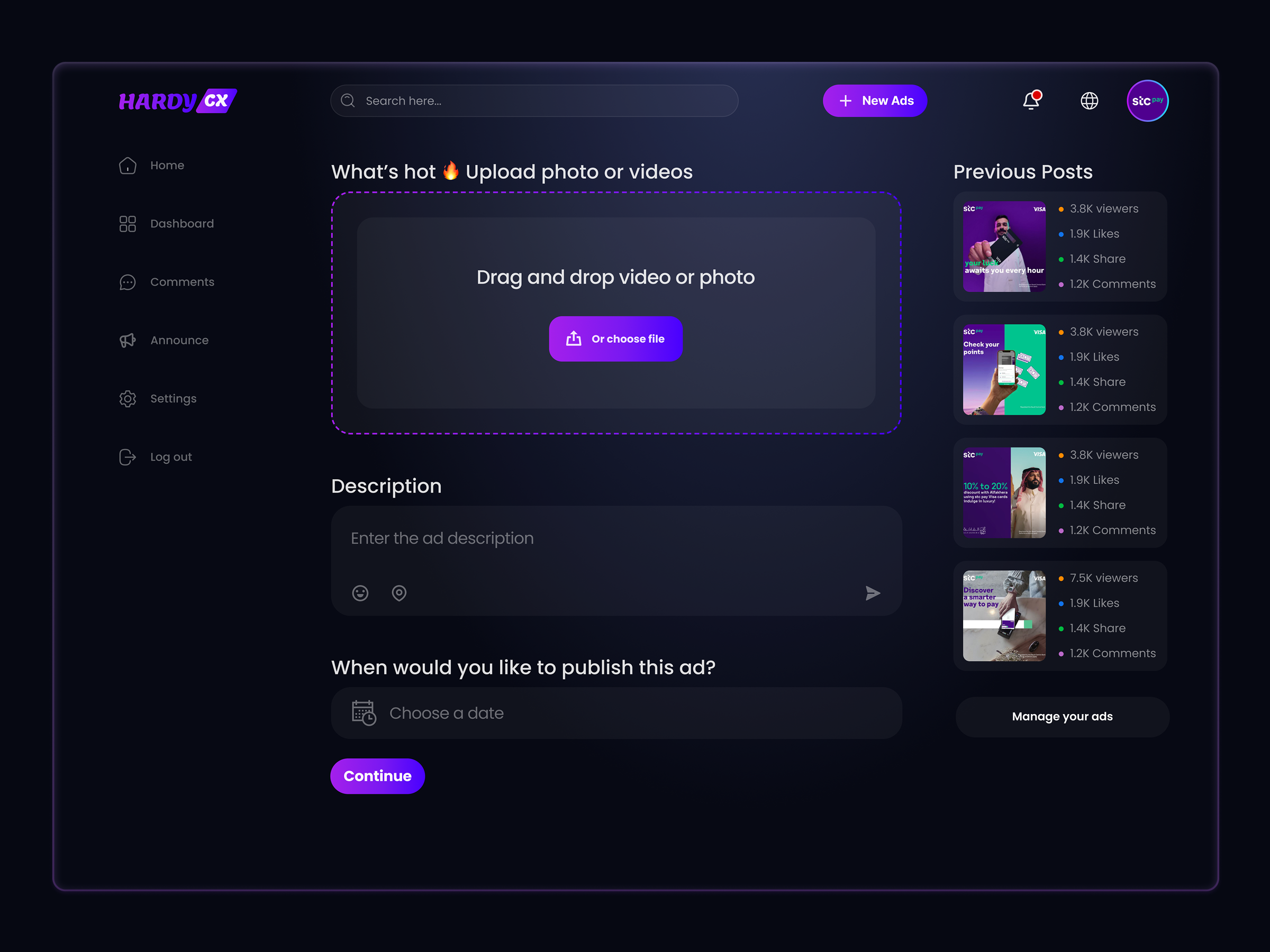 Hardy Ad Manager – A Seamless Ad Creation Experience animation app branding clean dailyui design figma graphic design logo motion graphics typography ui ui design uiux ux vector web web design