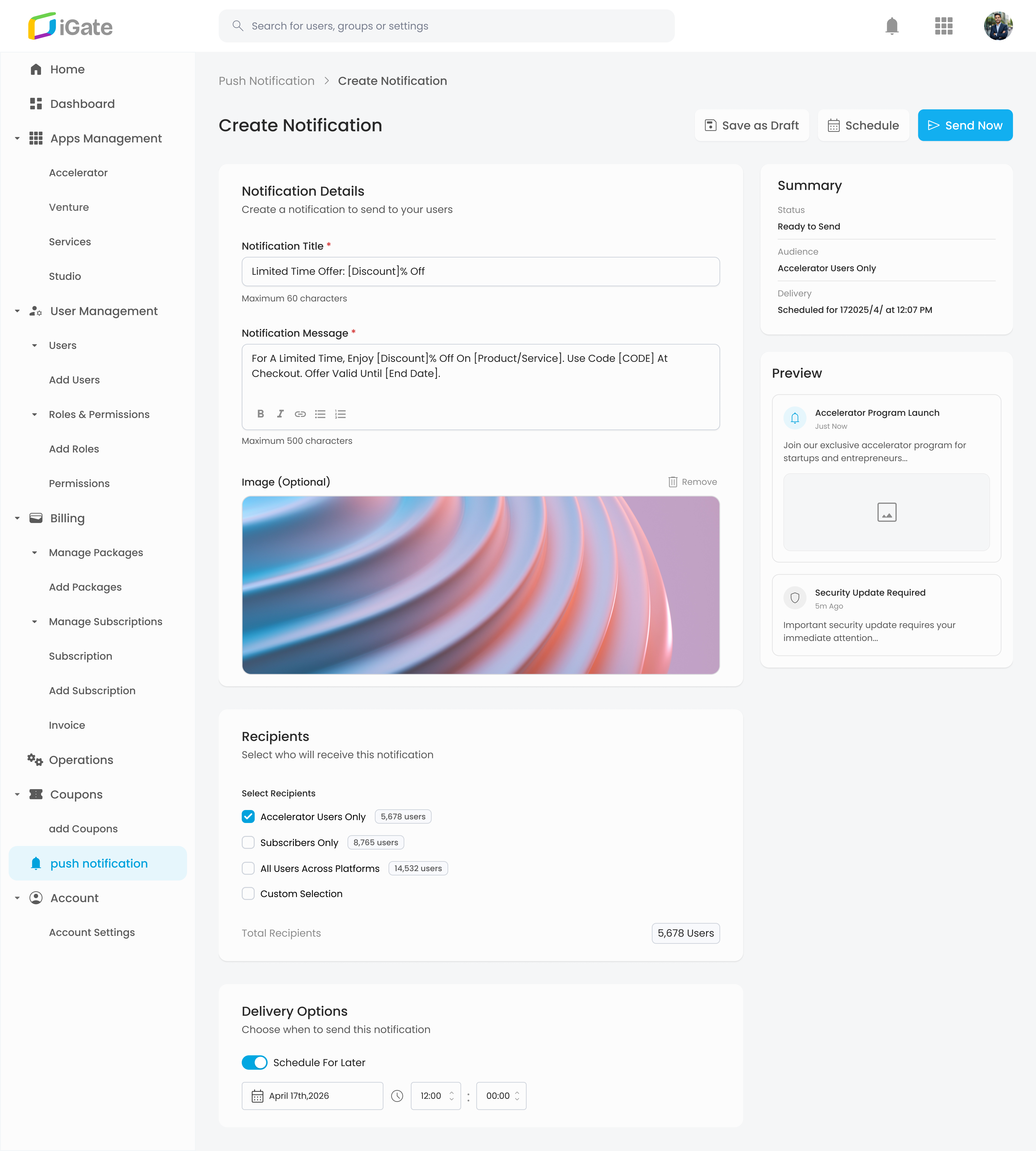 🔔 Push Notification Flow – Custom Notification System for Admin 3d animation app branding design graphic design logo typography ui ux web