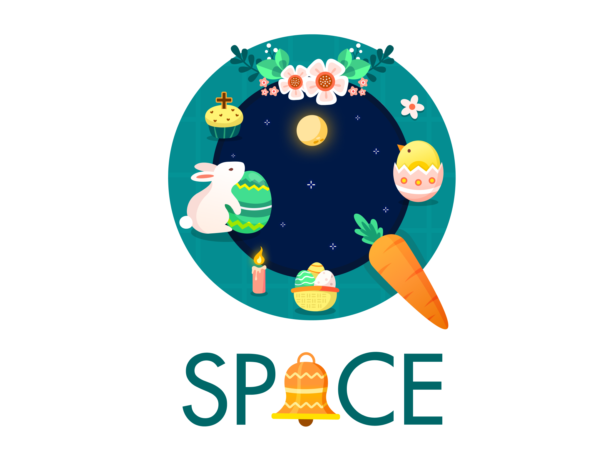 Happy Easter from QSpace color creative easter figma graphic design illustration logo riveanimation