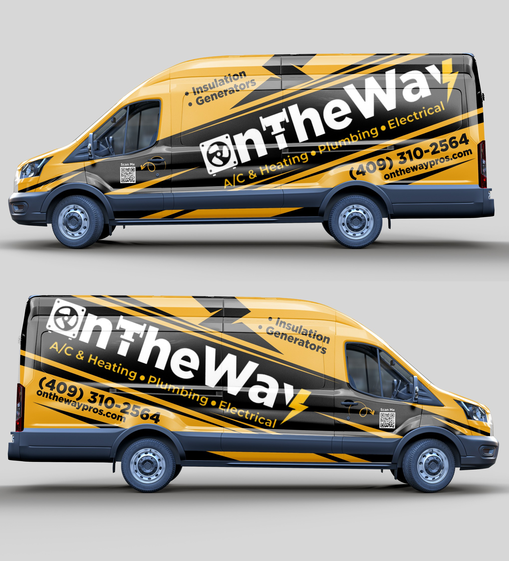 On The Way A/C & Heating / Electrical / Plumbing / Van Wrap branding creative van wrap graphic design van wrap