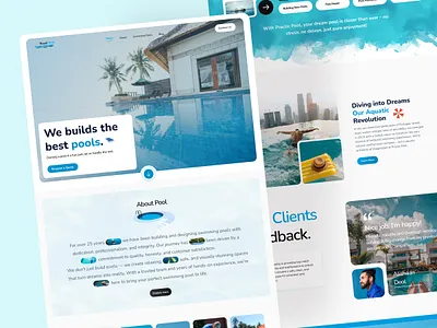 Swimming Pool Website clean calm figmadesign minimaldesign pool service pool website rejoanrejuuix relaxingui swimmingpool webdesigntrends