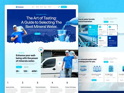 Zaiwter - Water Delivery Website business website design business website template creative web design eco website design landing page mineral water website minimal design nocode nocode development responsive design small business website ui kit uiux designer water brand template water business website water company webdesign water delivery website web design webflow template website concept