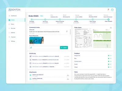 Denton-Dental Lab Order Management UI clinic dental dentist healthcaredesign lab ui ux webdesign