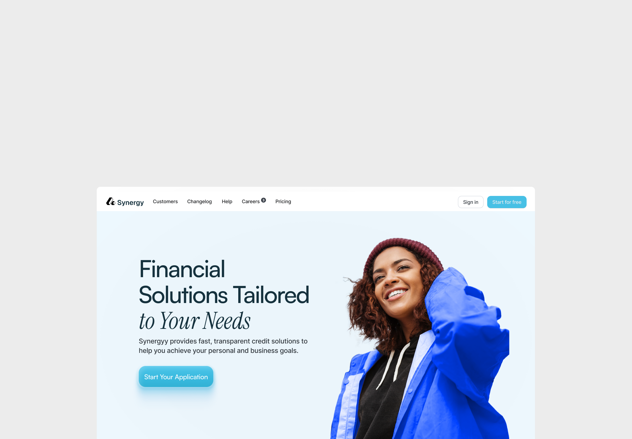 Synergy Landing Page branding design ui