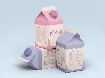 Plantify - Almond Milk Packaging design branding design graphic design logo milk mockup package packaging visualidentity
