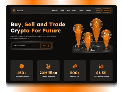 Cryptocurrency Website Design bitcoin blockchain branding crypto cryptowebsite currency defi forex graphic design homepage landingpage productdesign trading ui ux wallet web3 webdesign website webui