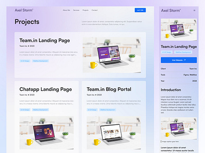 Axel Strom - Clean & Modern Projects Page for Personal Portfolio design land landingpage portfolio project ui ux website