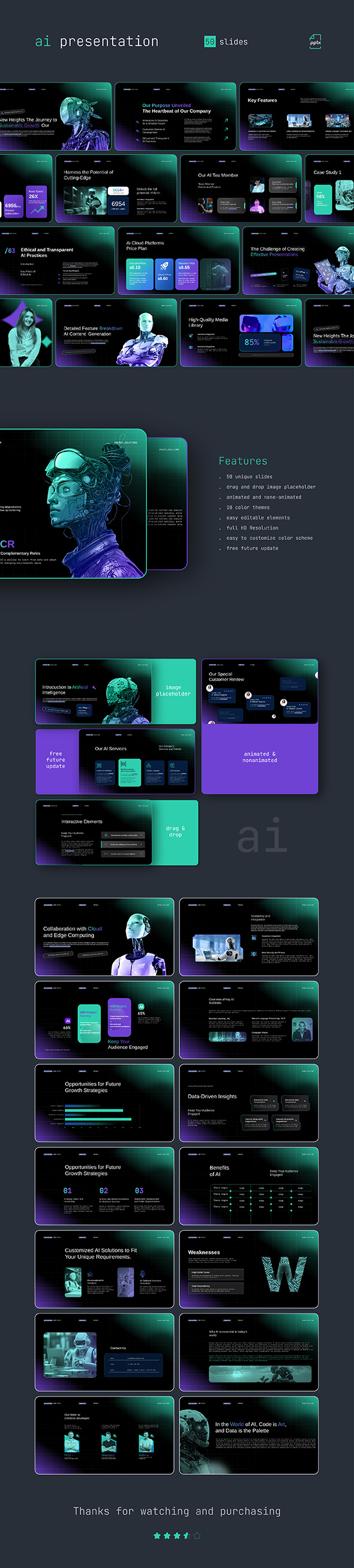 AI: Artificial Intelligence PowerPoint Presentation Template ai ai business artificial intelligence cyber security google slides google slides presentation keynote keynote presentation powerpoint powerpoint presentation presentation presentation template robot robototic science space tech technology virtual reality