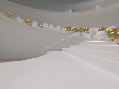 Stairs physics motion design for milkinside agency animation branding generative glass gold milkinside motion phisics reflection stairs team