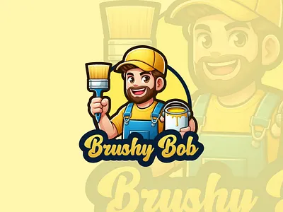 Brushy Bob | Paint Service Logo Design logo logo design logotipo mascot character logo mascot logo mascot logo design paint company logo paint logo paint mascot logo paint service logo paint shop logo