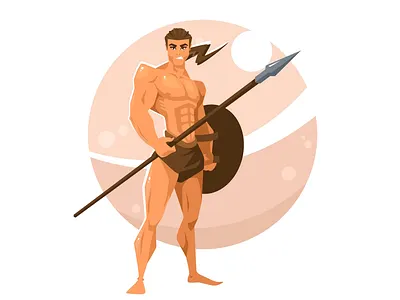 Gladiator with spear battle empire fight gladiator honor illustration man muscle muscular vector warrior
