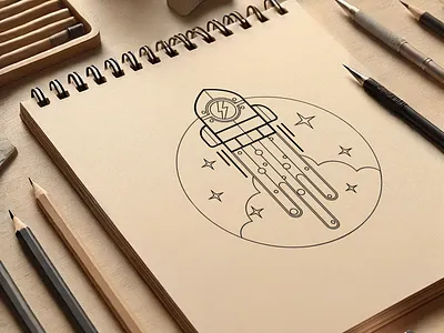 Icon Amigo - Lightning-Fast Icon Generator - Illustrative Logo design graphic design icon design logo logo design rocket logo space logo ui ui design ux