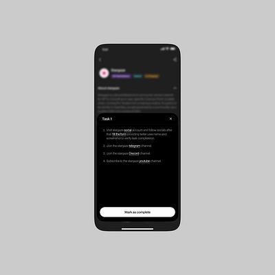 Airdrop tasks page from drops wallet ui