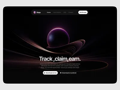 Drops Landing hero section ui