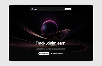 Drops Landing hero section ui