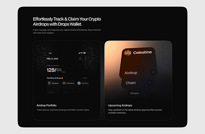 Section from drops wallet landing page ui
