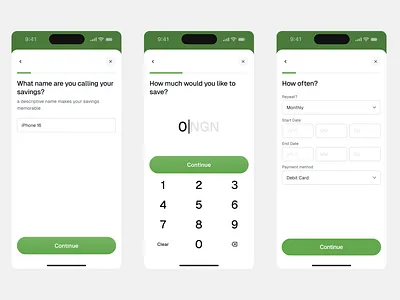 Mobile Savings Flow fintech payment method savings success page transaction summary