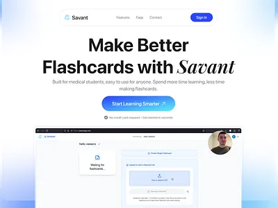 𝐒𝐚𝐯𝐚𝐧𝐭 𝐀𝐈-𝐏𝐨𝐰𝐞𝐫𝐞𝐝 𝐅𝐥𝐚𝐬𝐡𝐜𝐚𝐫𝐝 Website ai ai agent ai landing page ai powered ai saas creative landing page medical website minimal ai saas saas landing page saas website web design