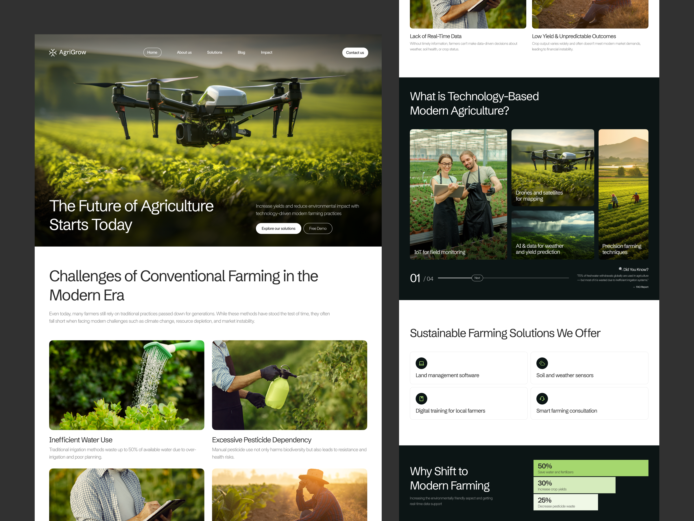 AgriGrow - Landing Page agriculture clean farm green landing page peasant ui uiux website