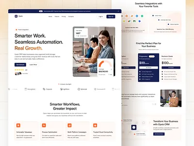 Opsis CRM Homepage analytics cleam crm crm landing page crm website homepage design landing page lead generation lead website leads leads homepage management sales turjadesign website design