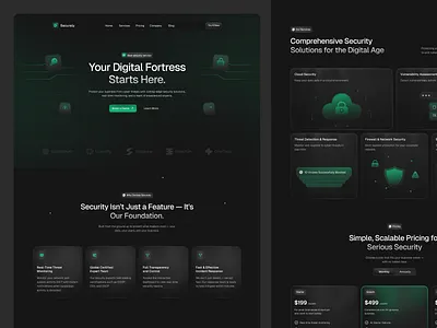🔐 Securely - Cyber Security Landing Page clean ui cyber cyber security cyber security landing page cyber security services dark mode design design elegant ui landing page security security landing page security website typography ui ui ux design ux visual visual ui web design website