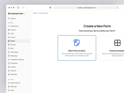 Form Create UI – Construction Management SaaS Web App constructiontech createformui createmodal formcreation formdesign formmodal formpopupui formui inputfieldmodal productdesign saasdesign uidesign uxforconstruction uxui webappdesign
