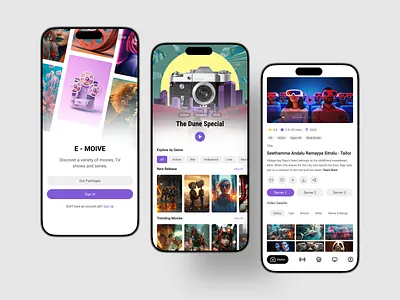 Movie Streaming App UI Design - Light app app design mobile app movie app ui uiux
