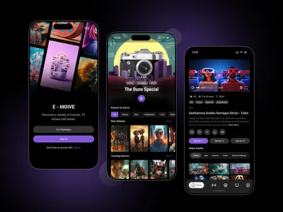 Movie Streaming App UI Design - Dark app design mobile app movie app design ui uiux