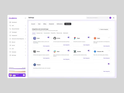 Integrations Dashboard UI Design 3rd party app b2bdesign connection dashboard design design for startup figma design integrations integrations with others interaction interface design saas design saas tools saas ui ui ux uxforsaas uxstrategy