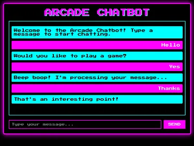 Retro Arcade-Style Chatbot Experience 3d branding graphic design logo motion graphics ui ux vector