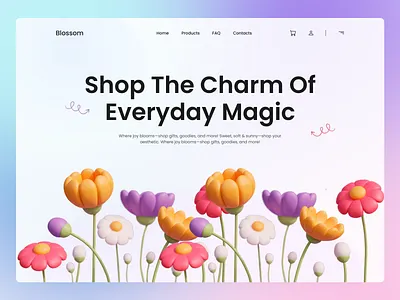 Blossom – Aesthetic E-commerce Hero aesthetic website branding clean concept creative digital art ecommerce flowers graphic design light light theme minimal modern shop store ui ux web design website design