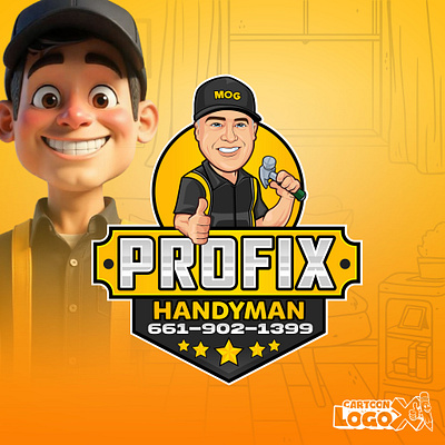 Cartoon Logo & Full Branding Package for Handyman Business branddesign branding cartoonlogo characterdesign creativestudio custombranding customlogo dribbbleshot graphic design handymanbranding illustrationlogo logo logowithpersonality mascotdesign servicebusinessbranding smallbusinessdesign visualidentity