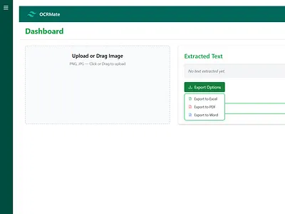 OCR Mate updated UI design, designed in Vite React Tailwind Tsx. branding code ocr ui user dashboard