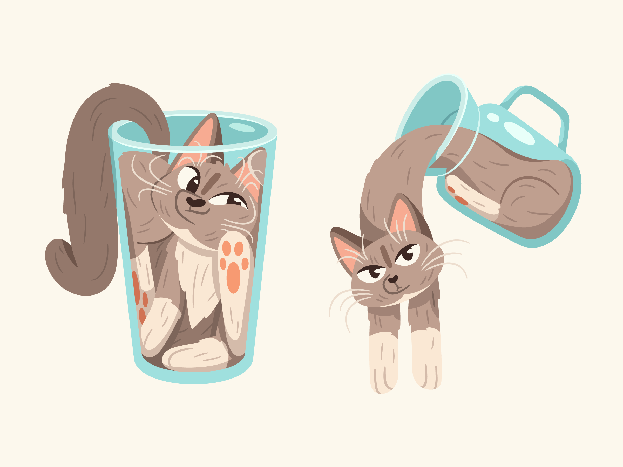 Cats Are Liquid art cat character drink illustration mascot vector