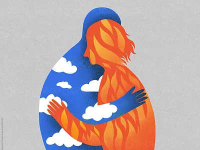 Please support me character fire illustration procreate support