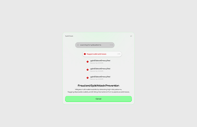 Sybil detection modal for a web3 app. animation crypto illustration modal sybil ui ux web3 webdesign
