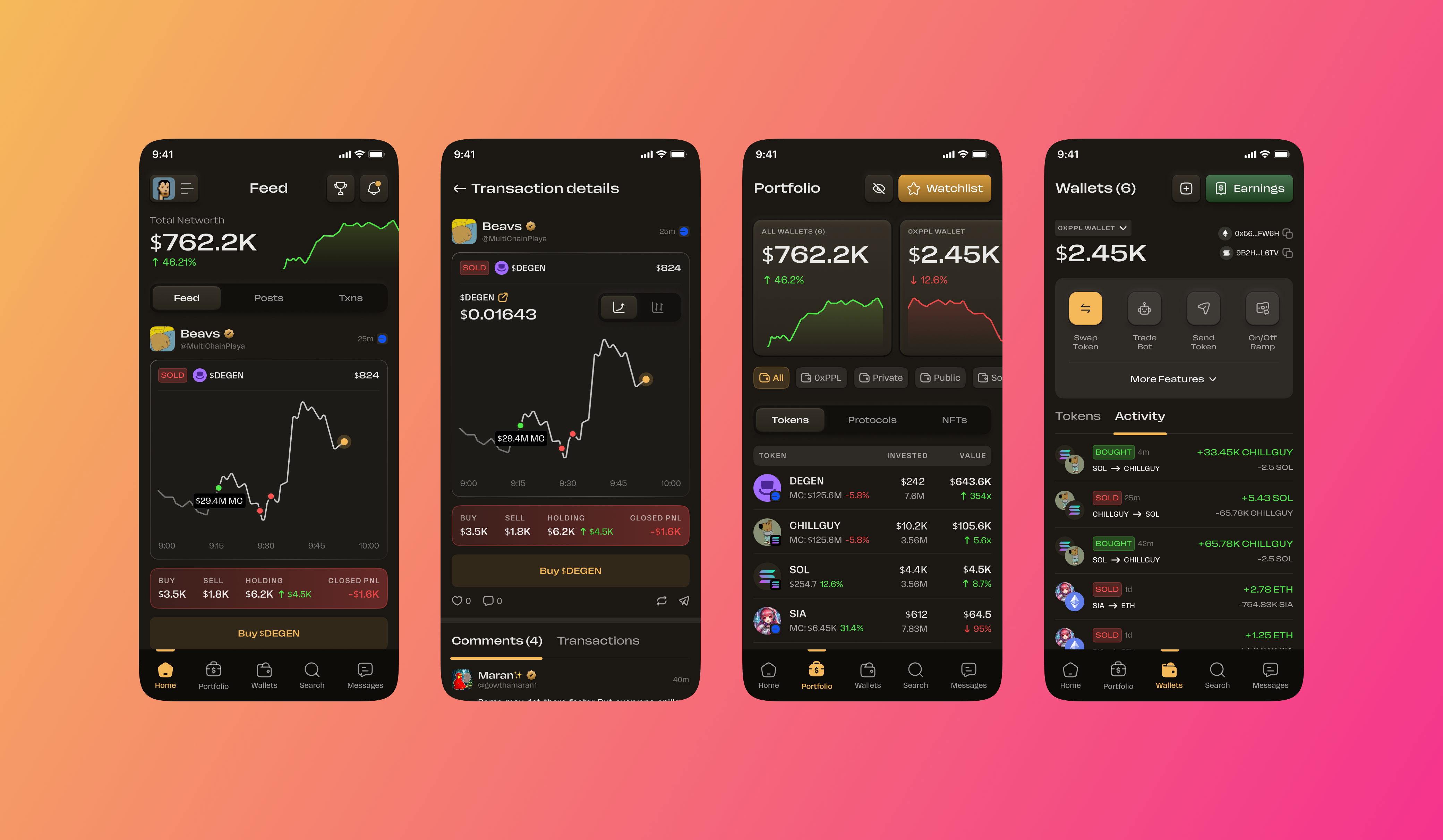Social Crypto App crypto dark finance graphic design portfolio swap wallet web3