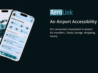 AeroLink - an airport accessibility App airapp airlines app branding clean lightblue logo modern typogrsphy ui ux