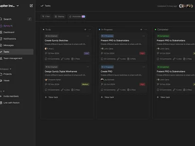 Jupiter (Modern Project Management Software Concept) Darkmode figma prodcut design project management saas ui ui design ux design