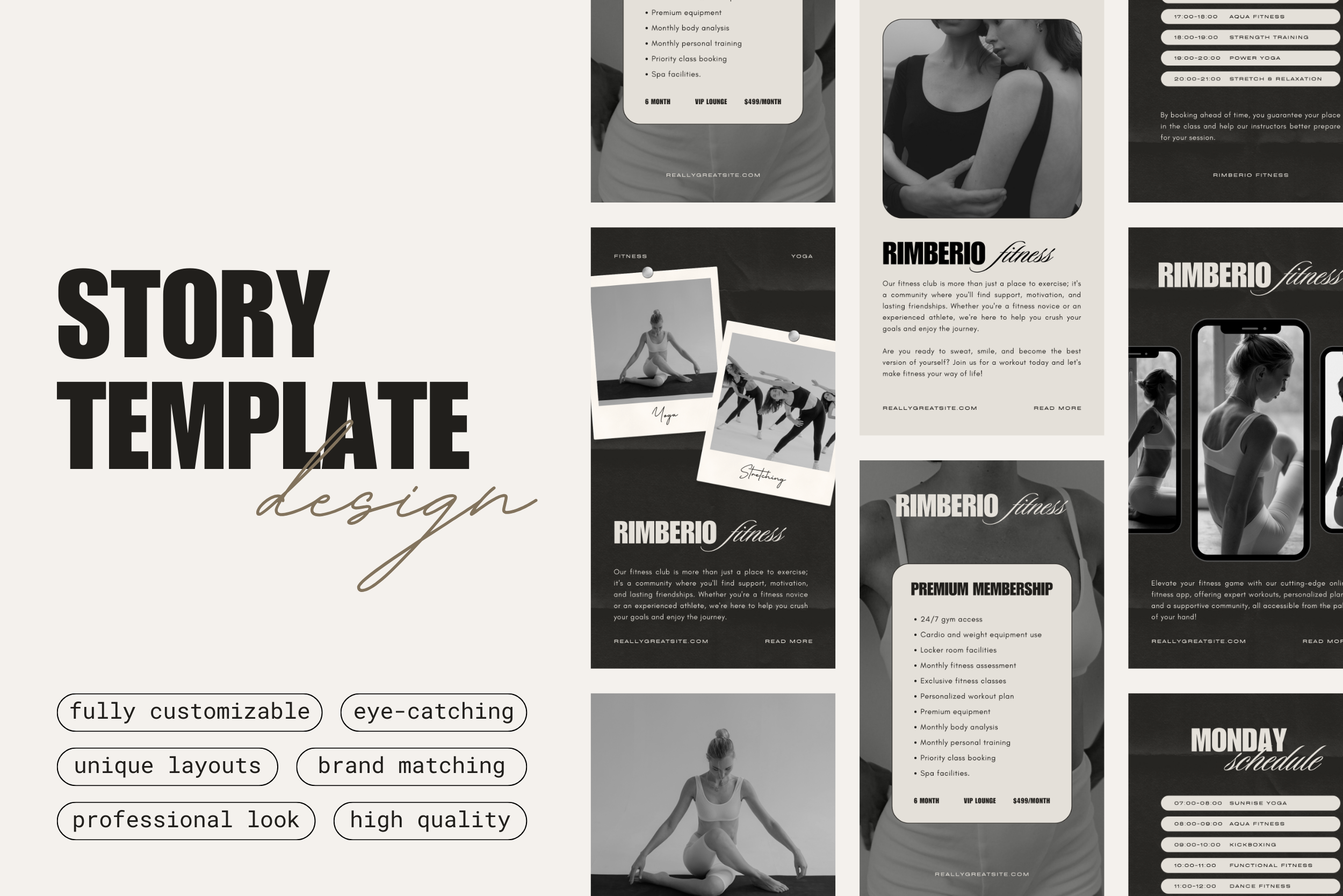 Pilates Studio Social Media Design aesthetic blogger canva templates design influencer instagram social media design