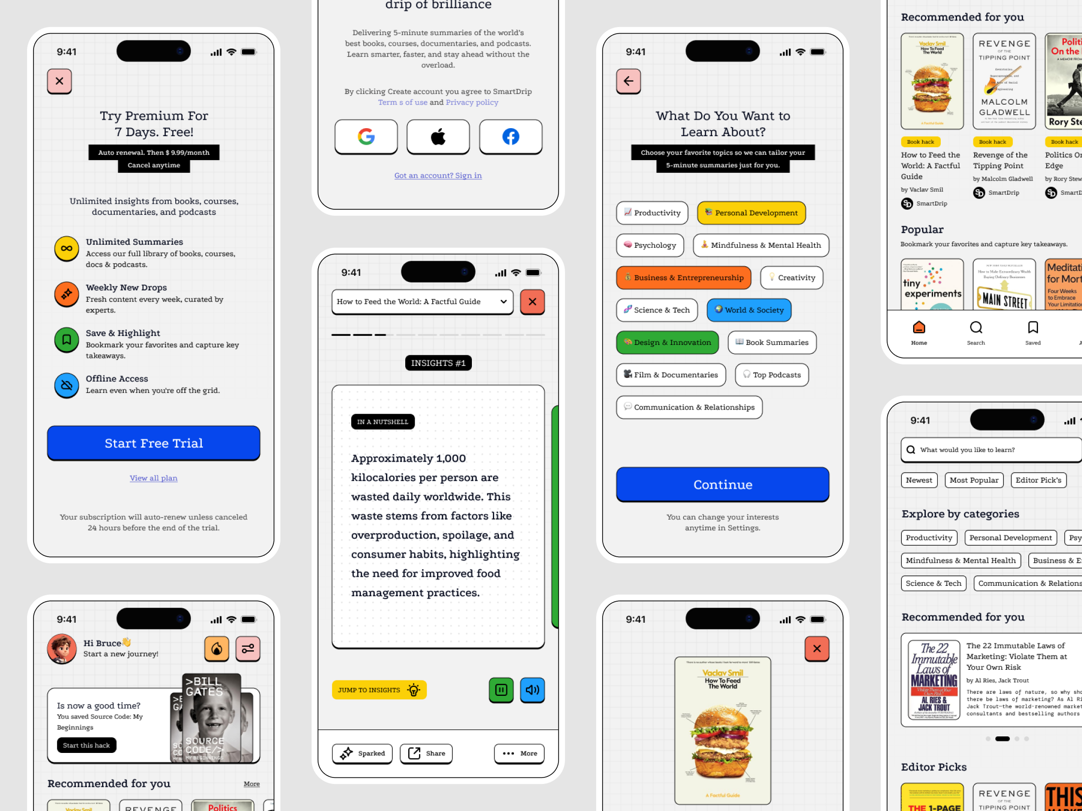 SmartDrip | Mobile App Design💡 app book branding design development ios learning mobile neubrutalism personal platform retro service study suarasa ui unique ux website