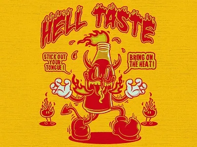 HELL TASTE apparel artwork branding cartoon character chili clothing design devil fire graphic design hell hot icon illustration logo mascot spicy taste vintage