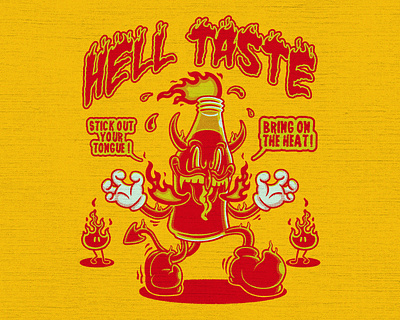 HELL TASTE apparel artwork branding cartoon character chili clothing design devil fire graphic design hell hot icon illustration logo mascot spicy taste vintage